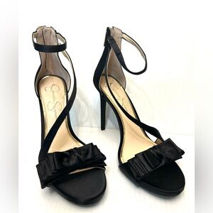 Jessica Simpson Remyia Satin Open Toe Strap Across Adorned With Satin Bow NWOT